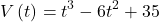 \[V\left( t \right) = {t^3} - 6{t^2} + 35\]